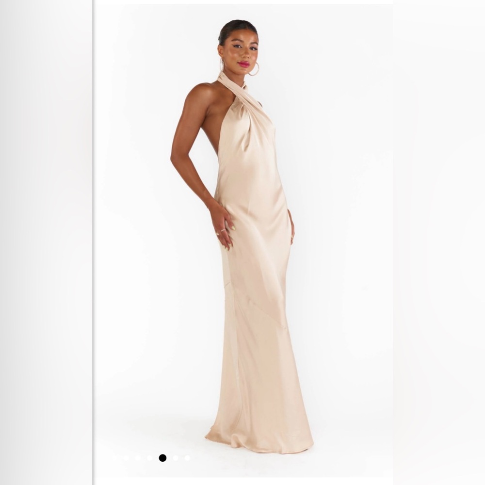 Show me your mumu Jasmine Halter dress in champagne